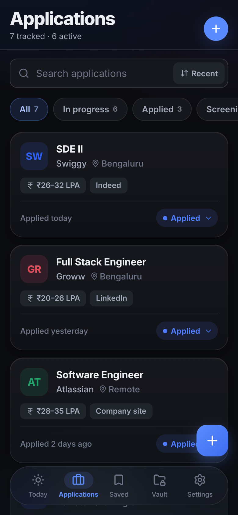 RoleDock — Applications
